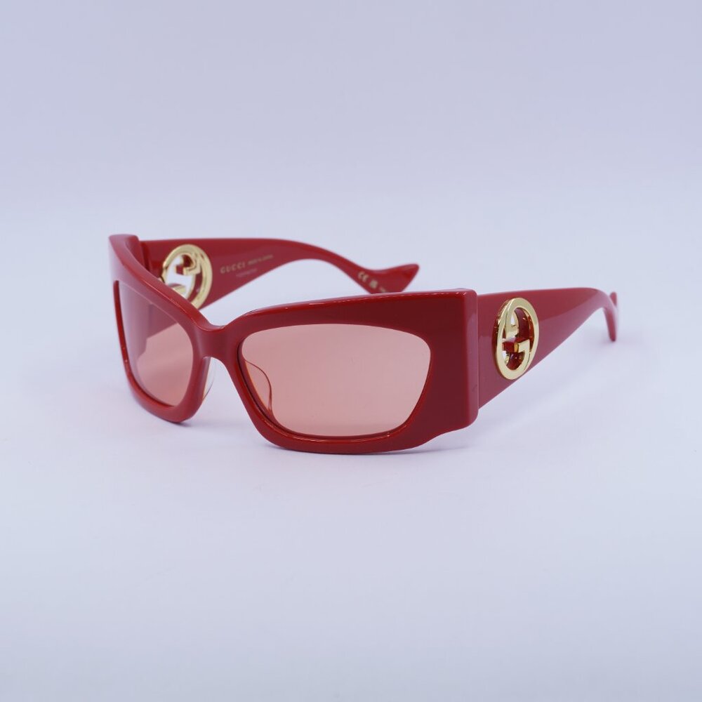 🕶️ New Gucci GG1412S 004 Sunglasses - Red Frame, Red Lenses - Picture 5 of 12